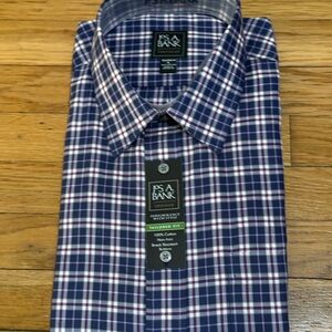 Jos. A. Bank Blue and White Dress Shirt Classic Plaid Design